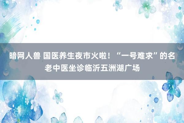 暗网人兽 国医养生夜市火啦！“一号难求”的名老中医坐诊临沂五洲湖广场