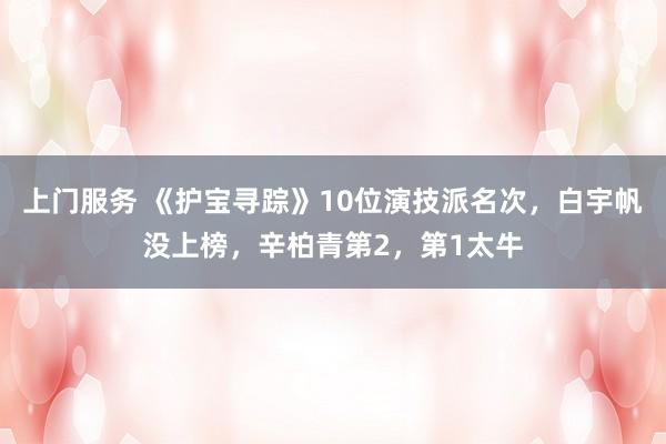 上门服务 《护宝寻踪》10位演技派名次，白宇帆没上榜，辛柏青第2，第1太牛