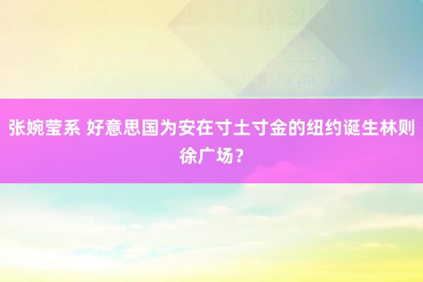 张婉莹系 好意思国为安在寸土寸金的纽约诞生林则徐广场？