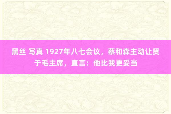 黑丝 写真 1927年八七会议，蔡和森主动让贤于毛主席，直言：他比我更妥当