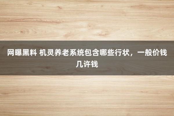 网曝黑料 机灵养老系统包含哪些行状，一般价钱几许钱