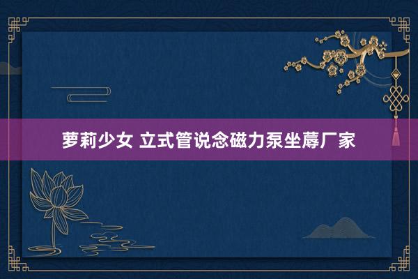萝莉少女 立式管说念磁力泵坐蓐厂家