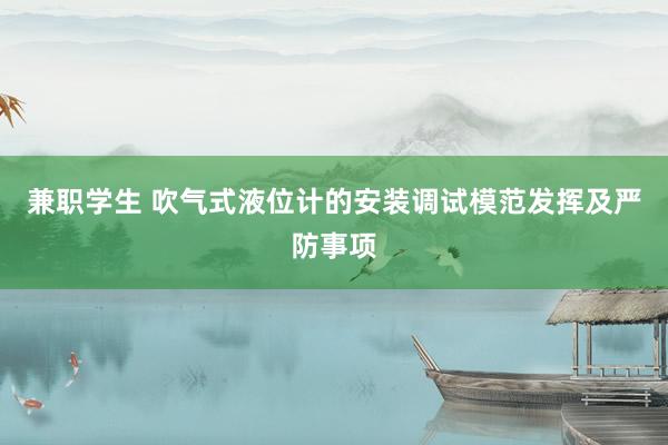 兼职学生 吹气式液位计的安装调试模范发挥及严防事项