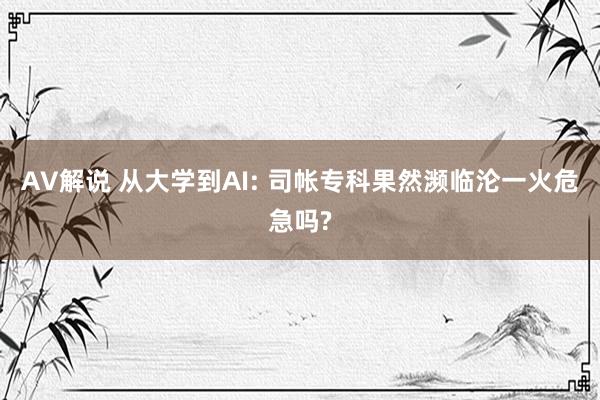 AV解说 从大学到AI: 司帐专科果然濒临沦一火危急吗?