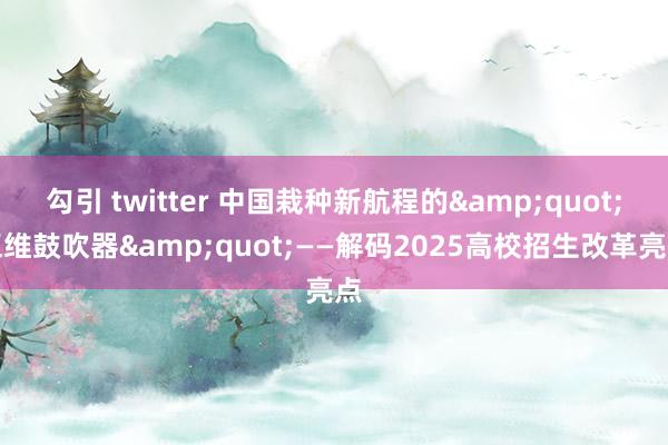 勾引 twitter 中国栽种新航程的&quot;五维鼓吹器&quot;——解码2025高校招生改革亮点