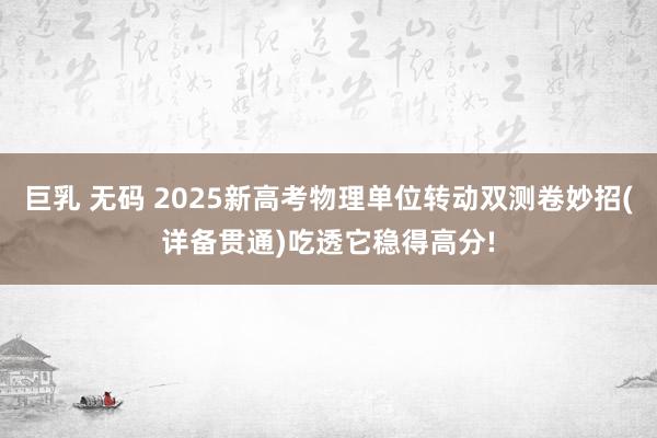 巨乳 无码 2025新高考物理单位转动双测卷妙招(详备贯通)吃透它稳得高分!