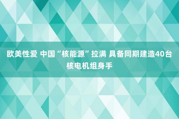 欧美性爱 中国“核能源”拉满 具备同期建造40台核电机组身手