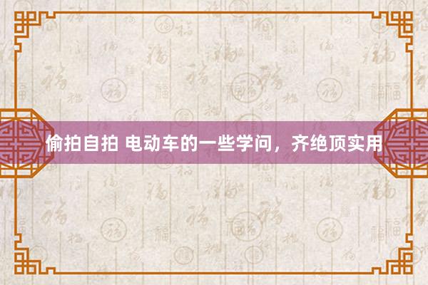 偷拍自拍 电动车的一些学问，齐绝顶实用